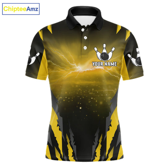 Yellow Thunder Lightning Cobra Snake Bowling Shirts For Men Custom Bowling Jersey Polo & 1/4 Zip TDM6085