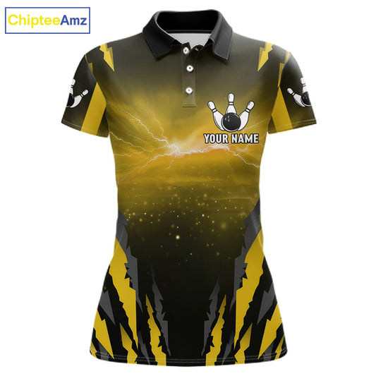 Yellow Thunder Lightning Cobra Snake Bowling Shirts For Women Custom Bowling Jersey Polo & 1/4 Zip TDM6085