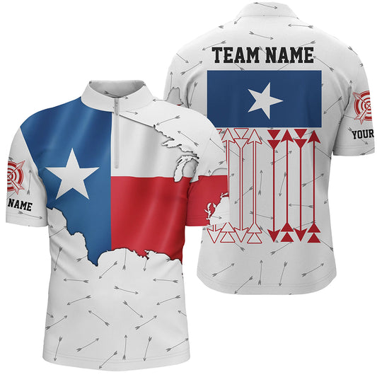 Personalized Patriotic Texas Flag Archery Men Polo & Quarter-Zip Shirts Archery Team Uniform Shirts TDM1619