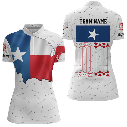 Personalized Patriotic Texas Flag Archery Women Polo & Quarter-Zip Shirts Archery Team Uniform Shirts TDM1619