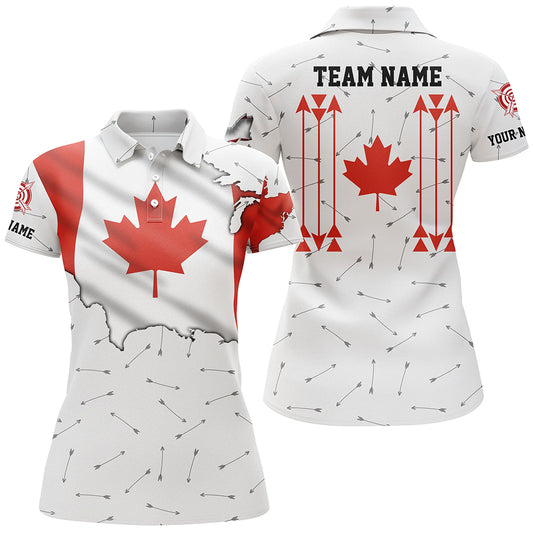 Personalized Patriotic Canada Flag Archery Women Polo & Quarter-Zip Shirt Archery Team Uniform Shirts TDM1620