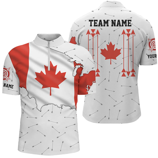 Personalized Patriotic Canada Flag Archery Men Polo & Quarter-Zip Shirt Archery Team Uniform Shirts TDM1620