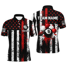 Load image into Gallery viewer, Red Grunge US Flag Patriotic Billiard Shirts For Men Custom Splash Paint 8 Ball Billiard Jerseys TDM2246