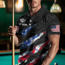 Load image into Gallery viewer, Custom Glowing American Flag 8 Ball Billiard Shirt For Men, Patriotic Billiard Team Jerseys |Black TDM4595
