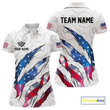 Load image into Gallery viewer, Custom Glowing American Flag 8 Ball Billiard Shirt For Women, Patriotic Billiard Team Jerseys |White TDM4596