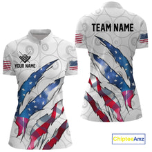 Load image into Gallery viewer, Custom Glowing American Flag 8 Ball Billiard Shirt For Women, Patriotic Billiard Team Jerseys |White TDM4596