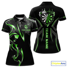 Load image into Gallery viewer, Black And Green Dartboard Crown Dart Shirts For Women Custom Dart Jersey Team Polo &amp; Quarter Zip TDM4791