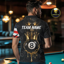 Load image into Gallery viewer, Billiard Skull 8 Ball Crown US Flag Polo &amp; 1/4 Zip Pool Team Shirt For Men Custom Billiard Jersey TDM6353