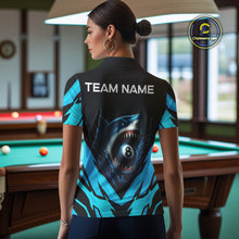 Load image into Gallery viewer, Personalized Blue 8 Ball Pool Billiard Shark Polo &amp; 1/4 Zip For Women, Billiard Team Pool Jerseys TDM4013