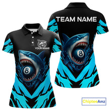 Load image into Gallery viewer, Personalized Blue 8 Ball Pool Billiard Shark Polo &amp; 1/4 Zip For Women, Billiard Team Pool Jerseys TDM4013