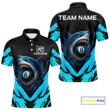 Load image into Gallery viewer, Personalized Blue 8 Ball Pool Billiard Shark Polo &amp; 1/4 Zip For Men, Billiard Team Pool Jerseys TDM4013