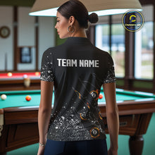 Load image into Gallery viewer, Custom 8 Ball Fire Black Grunge Billiard Shirts For Women, Billiard Team Shirts Pool Jerseys TDM4015