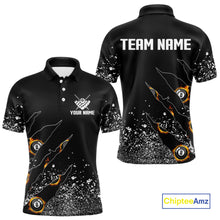 Load image into Gallery viewer, Custom 8 Ball Fire Black Grunge Billiard Shirts For Men, Billiard Team Shirts Pool Jerseys TDM4015