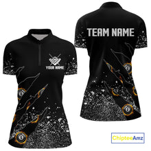 Load image into Gallery viewer, Custom 8 Ball Fire Black Grunge Billiard Shirts For Women, Billiard Team Shirts Pool Jerseys TDM4015