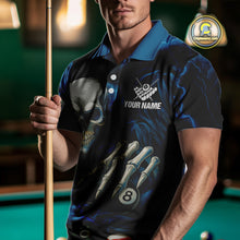 Load image into Gallery viewer, Personalized Blue Funny Skeleton Pool Balls Billiard Shirt For Men, Skull Billiard Team Jerseys TDM4368