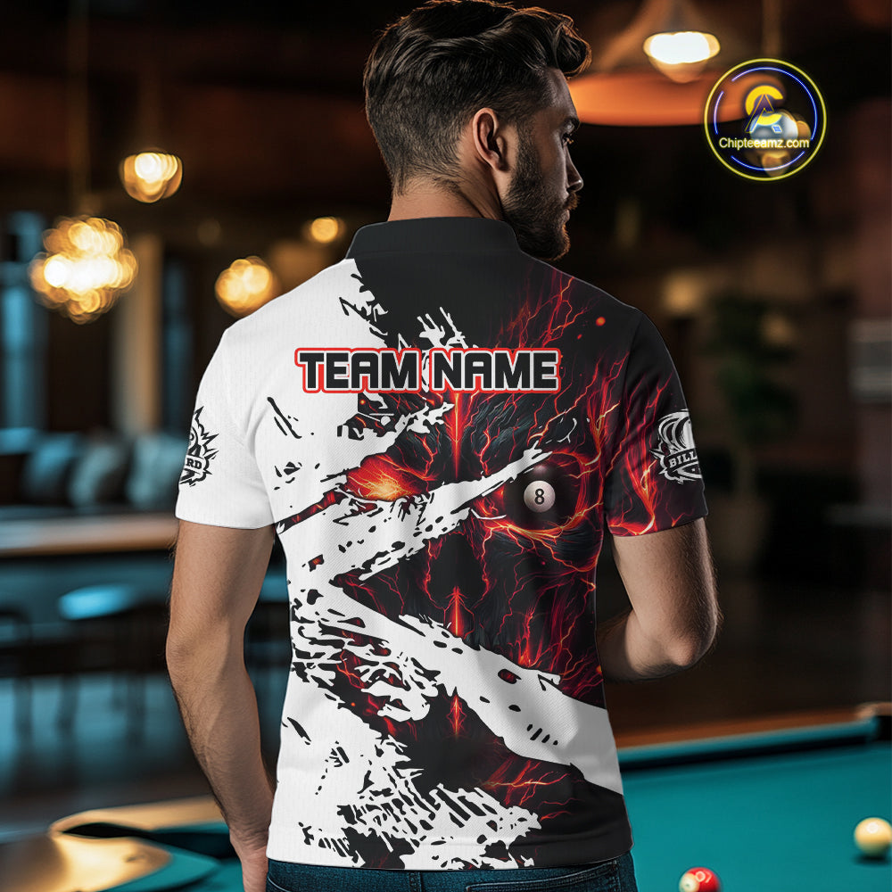 Personalized Lightning Skull Billiard Shirts For Women Custom Billiard Jerseys Grunge Style |Red TDM5219