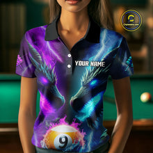Load image into Gallery viewer, Purple And Blue Custom Dragon 9 Ball Pool Billiard Shirt For Women, Billiard Jersey Polo &amp; 1/4 Zip TDM5233