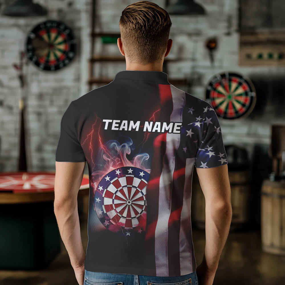 Personalized Lightning American Flag Dartboard Smoke Dart Shirts For Men Team Patriotic Dart Jersey TDM3745
