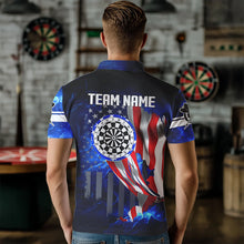 Load image into Gallery viewer, American Flag Darts Board Blue Galaxy Men Darts Polo Shirts Custom Patriotic League Darts Jersey TDM1473