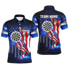 Load image into Gallery viewer, American Flag Darts Board Blue Galaxy Men Darts Polo Shirts Custom Patriotic League Darts Jersey TDM1473