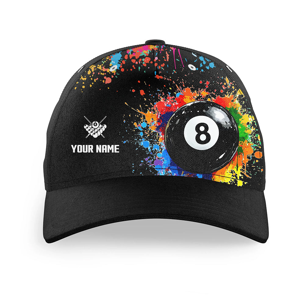 Custom 8 Ball Billiard Cap Funny Colorful Paint Splash Pool Player Cap TDM4600