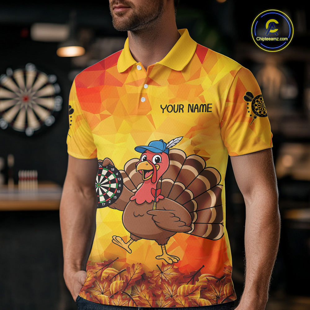 Funny Turkey Autumn Darts Shirt For Men Custom Thanksgiving Shirt For Dart Lover, Darts Jersey TDM4804