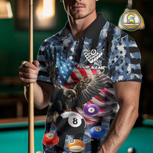 Load image into Gallery viewer, Blue Camo American Flag Eagle 8 Ball Billiard Shirt For Men Custom Patriotic Pool Team Jerseys TDM4809