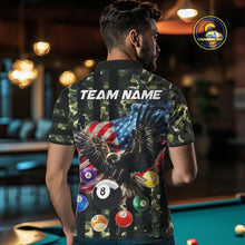 Load image into Gallery viewer, Green Camo American Flag Eagle 8 Ball Billiard Shirt For Men Custom Patriotic Pool Team Jerseys TDM4810