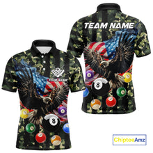 Load image into Gallery viewer, Green Camo American Flag Eagle 8 Ball Billiard Shirt For Men Custom Patriotic Pool Team Jerseys TDM4810
