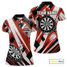 Load image into Gallery viewer, Custom Red Geometric Darts Polo &amp; Quarter Zip For Women, Personalized Darts Team Jersey Outfit TDM5026