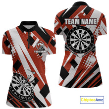 Load image into Gallery viewer, Custom Red Geometric Darts Polo &amp; Quarter Zip For Women, Personalized Darts Team Jersey Outfit TDM5026