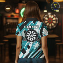 Load image into Gallery viewer, Custom Turquoise Geometric Darts Polo &amp; Quarter Zip For Women, Darts Team Jersey Outfit TDM5027