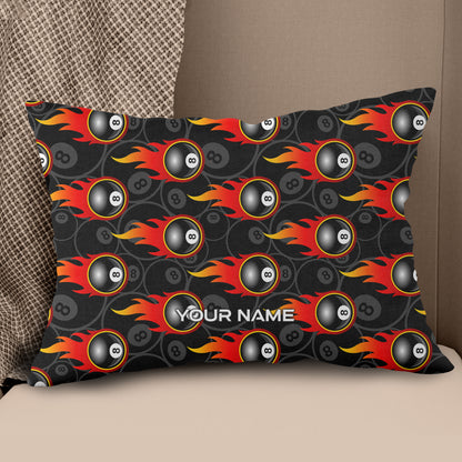 Custom 8 Ball Flame Full Printing Billiard Pillow, Snooker Pool Gifts TDM0749