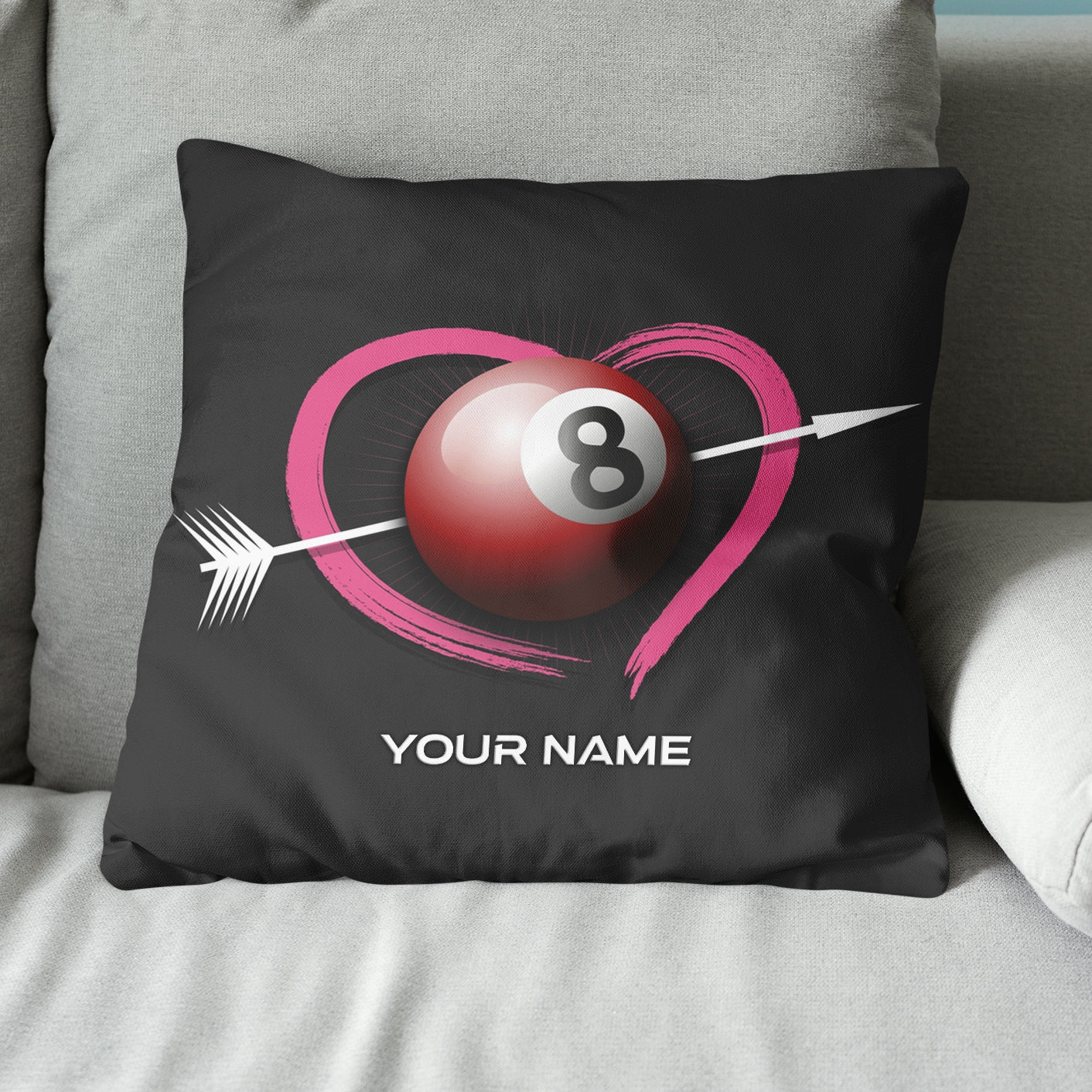 Personalized Ball 8 And Heart Billiard Pillow, Best Custom Cute Pillow TDM0750