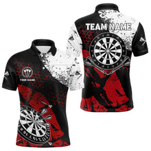 Load image into Gallery viewer, Retro Black Red Grunge Pattern Darts Polo, Quarter Zip Custom Men Dart Shirt Team Dart Jersey TDM3594