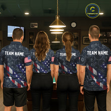 Load image into Gallery viewer, Navy Blue US Flag 8 Ball Billiard Shirt For Women Custom Patriotic Pool Team Jersey Polo &amp; 1/4 Zip TDM5955