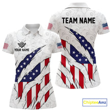 Load image into Gallery viewer, Personalized American Flag Billiard Shirts For Women, Patriotic 8 Ball Pool Team Jersey | White TDM4026
