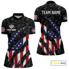 Load image into Gallery viewer, Personalized American Flag Billiard Shirts For Women, Patriotic 8 Ball Pool Team Jersey | Black TDM4027