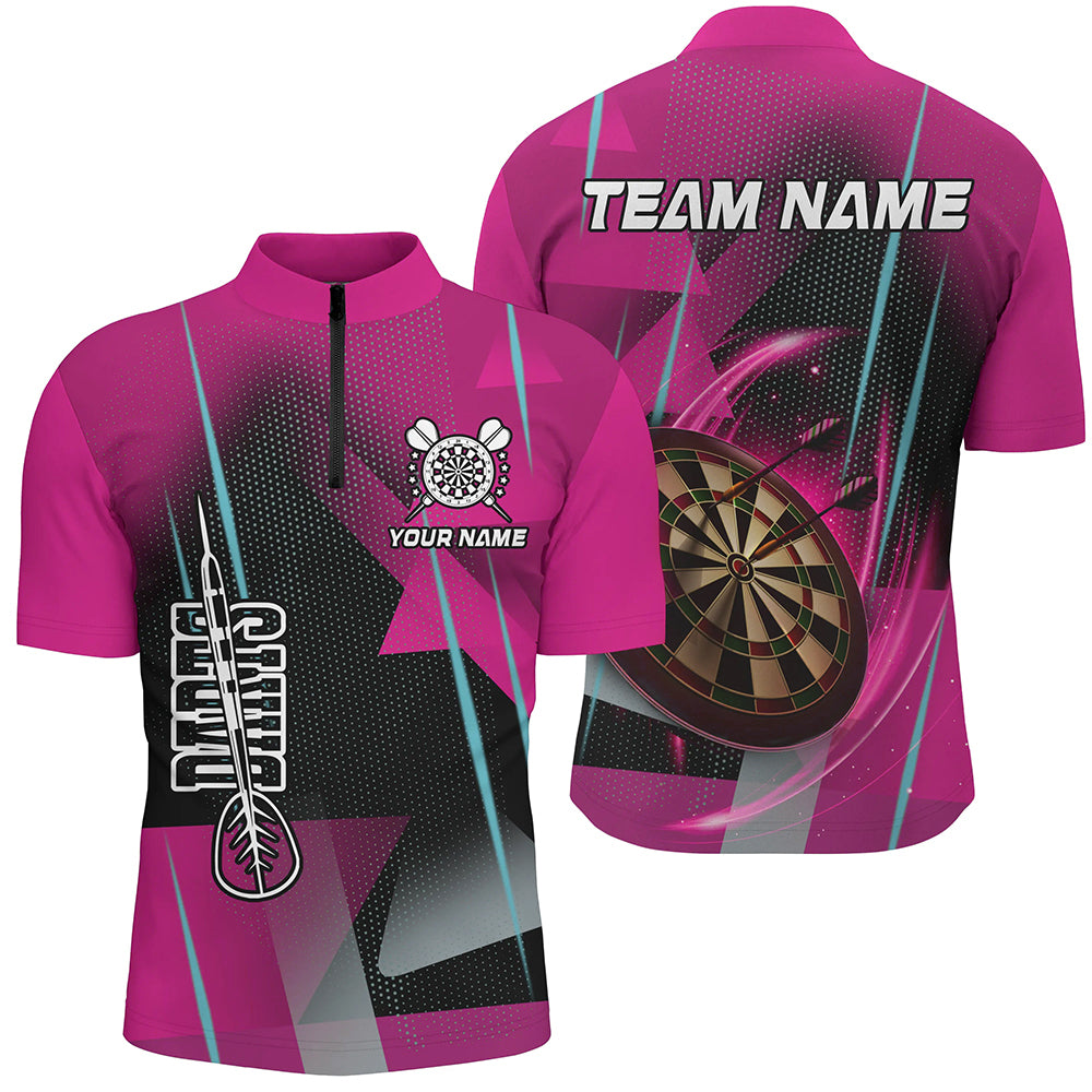 Personalized 3D All Over Print Darts Men Polo & Quarter-Zip Shirts Custom Pink Darts Team Jersey TDM2266