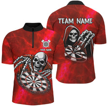 Load image into Gallery viewer, Grim Reaper Custom Red Dart Shirts For Men, Personalized Name 3D Skull Dart Team Jerseys TDM3019