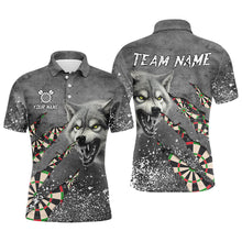 Load image into Gallery viewer, Personalized Grey Grunge Wolf Dart Shirts For Men, Darts League Team Shirts Cool Dart Jerseys TDM3317