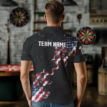 Load image into Gallery viewer, Customized Grunge US Flag Smoke Darts Polo &amp; Quarter-Zip Shirts, Patriotic Darts Jerseys For Men TDM3455