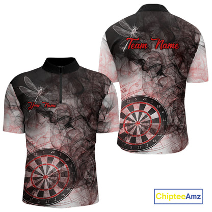 Red Black Smoke Dart Shirt With Pocket Option For Men Custom Dart Jerseys TDM5763