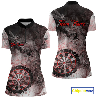 Red Black Smoke Dart Shirt With Pocket Option For Women Custom Dart Jerseys TDM5763