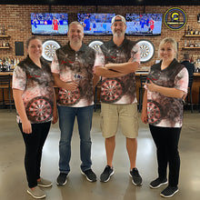Load image into Gallery viewer, Red Black Smoke Dart Shirt With Pocket Option For Women Custom Dart Jerseys TDM5763