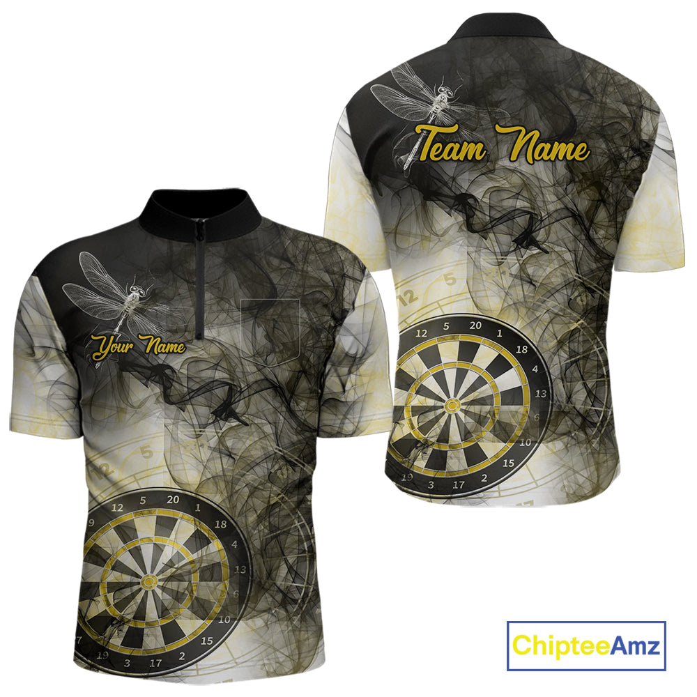 Yellow Black Smoke Dart Shirt With Pocket Option For Men Custom Dart Jerseys TDM5764