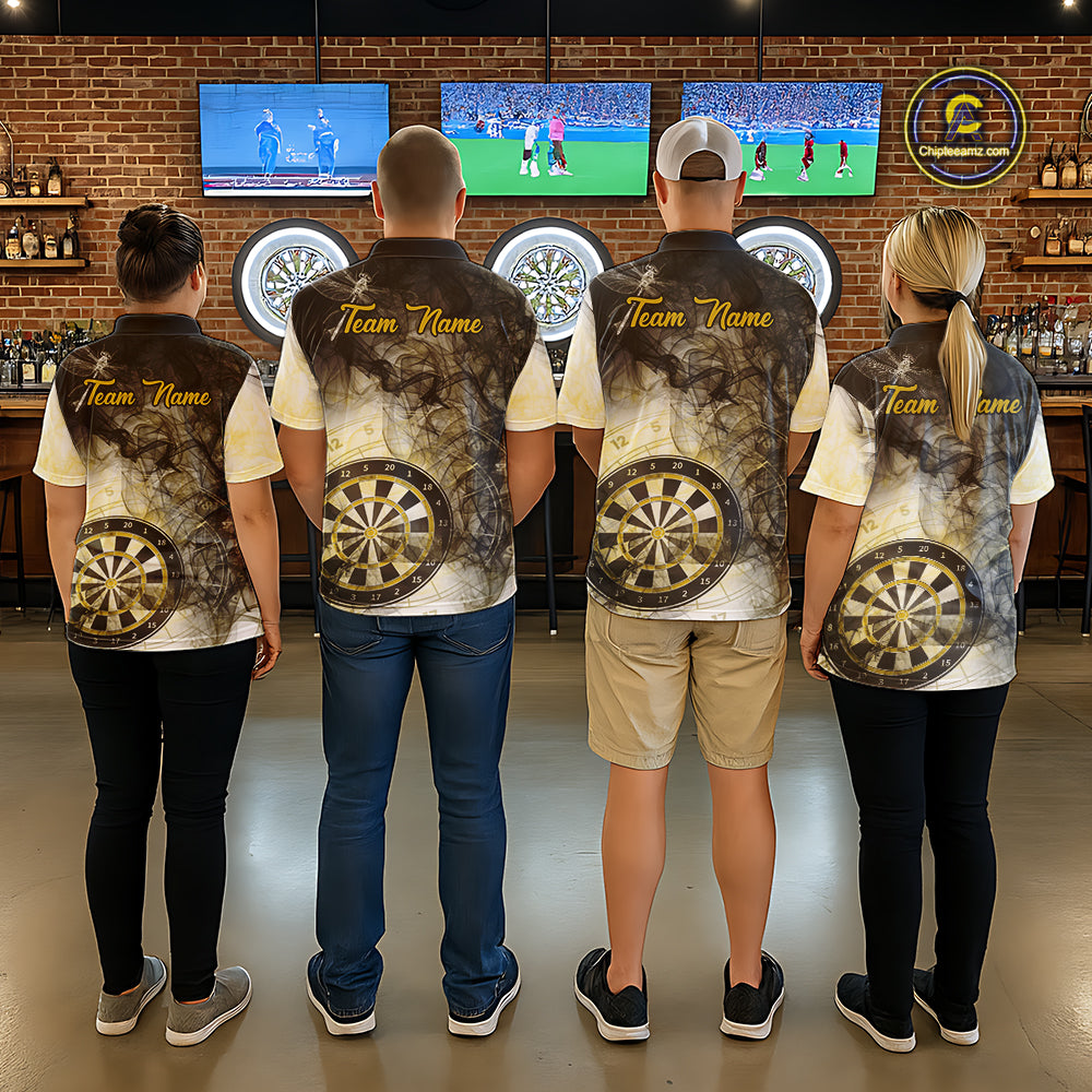 Yellow Black Smoke Dart Shirt With Pocket Option For Women Custom Dart Jerseys TDM5764