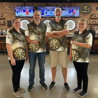 Yellow Black Smoke Dart Shirt With Pocket Option For Women Custom Dart Jerseys TDM5764