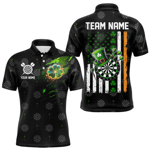 Irish American Flag Saint Patrick Day Dart Shirts For Men Custom Luckiest Shamrock Dart Jerseys TDM3606