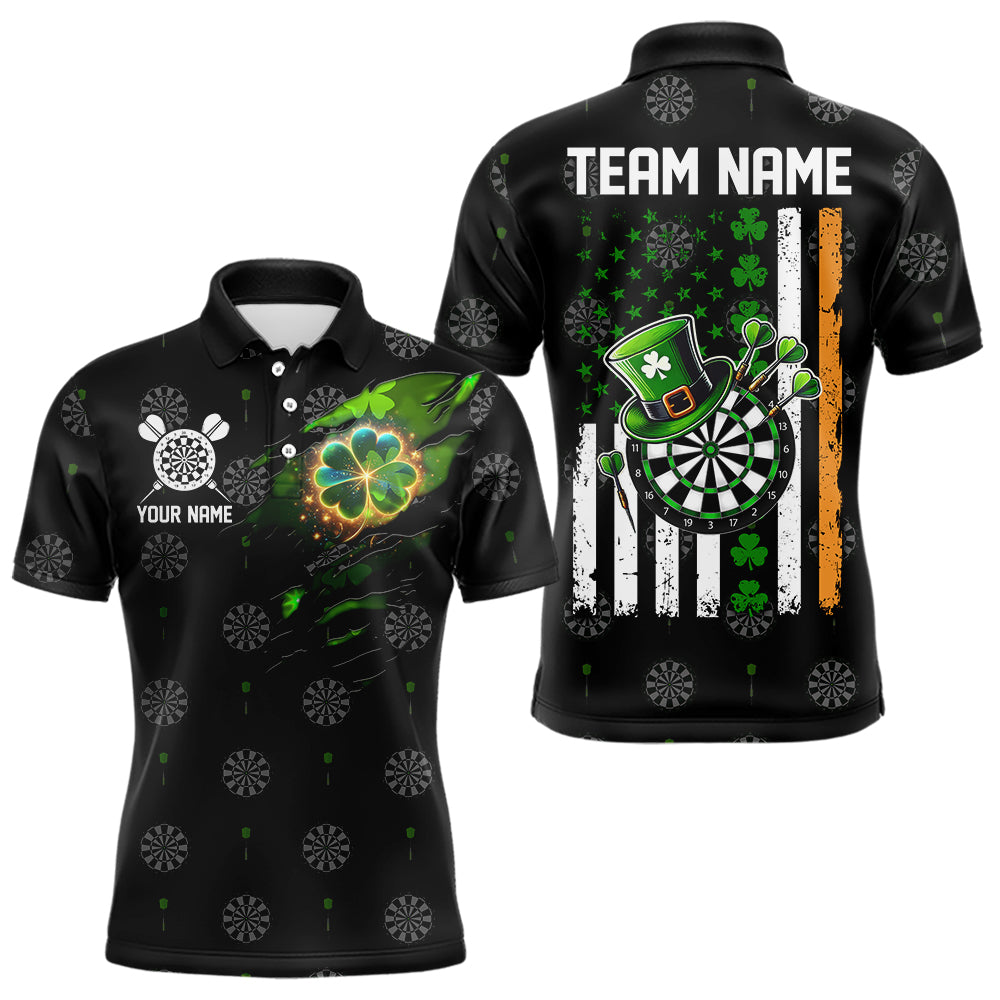 Irish American Flag Saint Patrick Day Dart Shirts For Men Custom Luckiest Shamrock Dart Jerseys TDM3606